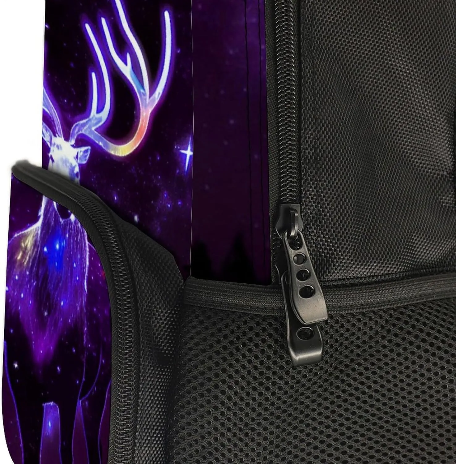 Men & Women Lightweight Galaxy Starry Sky Christmas Elk Moose Art Casual Daypack Large Capacity Bookbag With Adjustable Shoulder Straps for Gym Business Bicycle