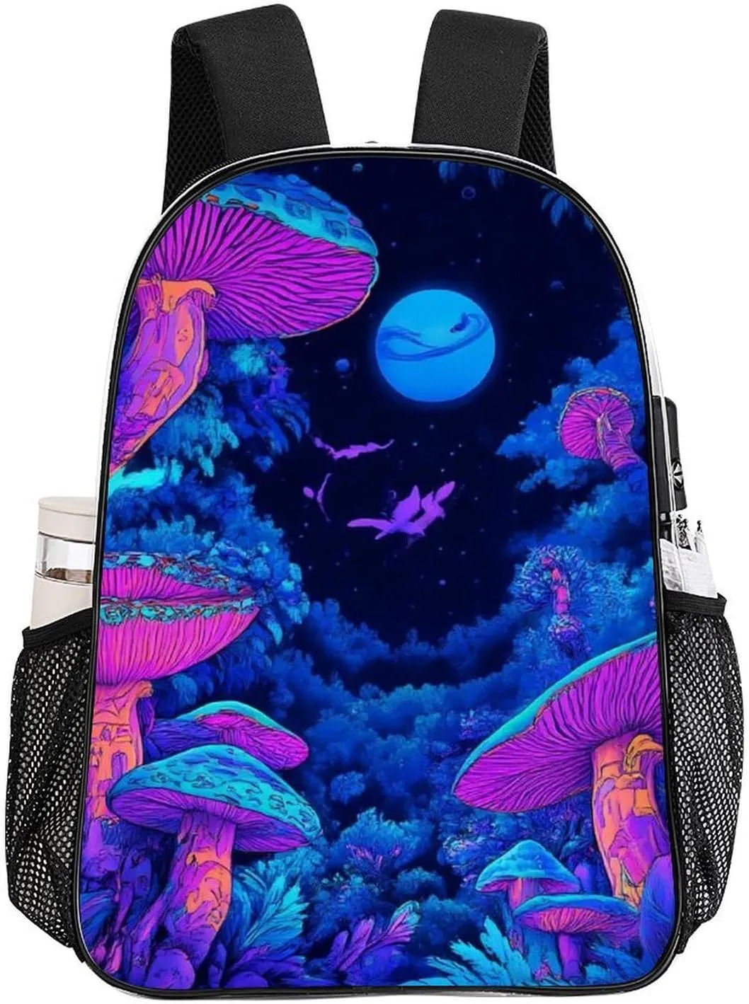 Men & Women Lightweight Magic Mushroom Mushrooms Scenery Casual Daypack Large Capacity Bookbag Transparent Bag for Gym Business Bicycle