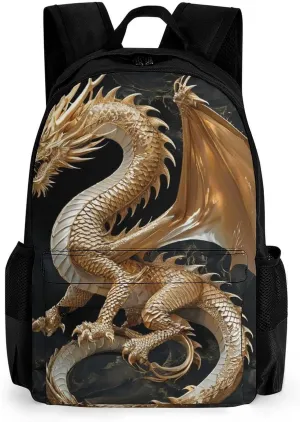 Men & Women Polyester Cool Dragon King Backpack Large Capacity Bookbag With Smooth Zippers for Climbing Picnic Bicycle