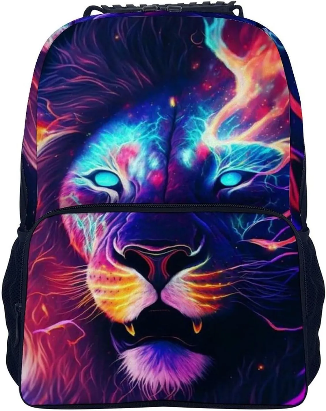Men & Women Polyester Cool Lion In The Universe Surreal Style Art Backpack Large Capacity Bookbag With Smooth Zippers for Climbing Picnic Bicycle