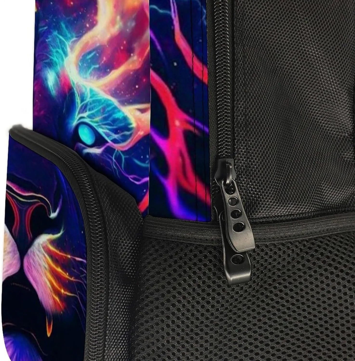 Men & Women Polyester Cool Lion In The Universe Surreal Style Art Backpack Large Capacity Bookbag With Smooth Zippers for Climbing Picnic Bicycle