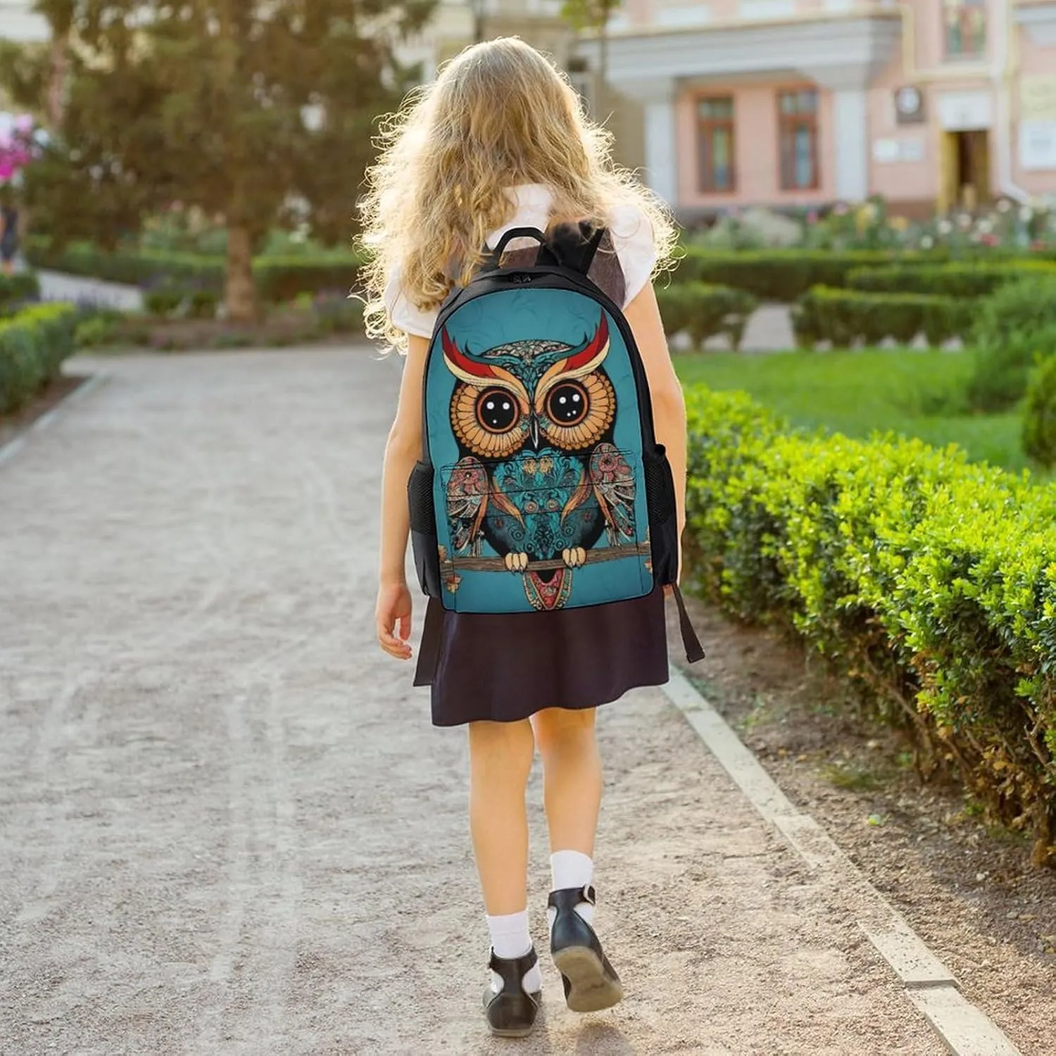 Men Women Lightweight Ethnic Owl Backpack Large Capacity Carry On Bag With Padded Straps for Sports Work Walking Cycling