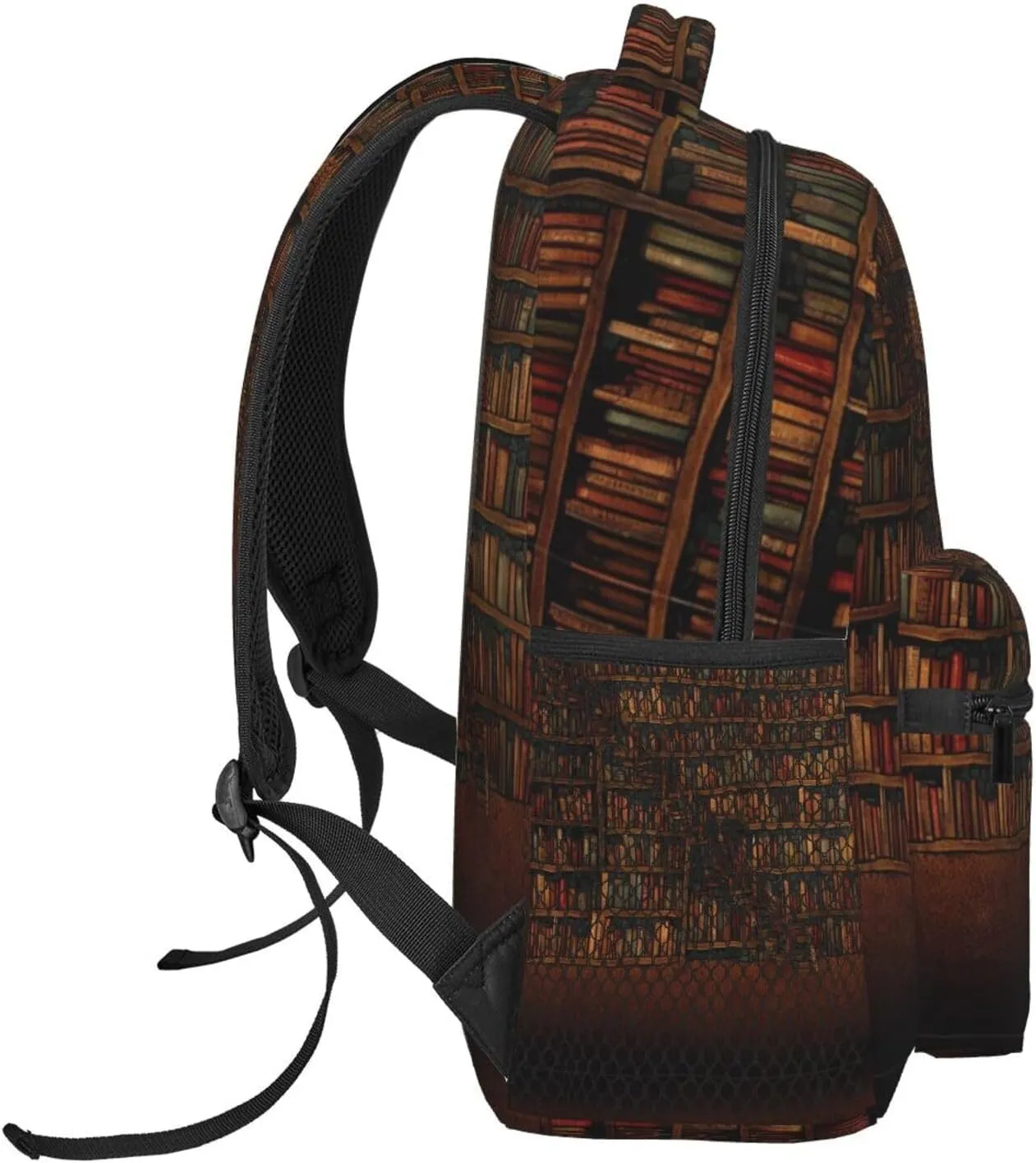 Men Women Lightweight Library Bookshelf Vintage Art Casual Daypack Big Capacity Bookbag With Padded Straps for Gym Travel Walking Cycling