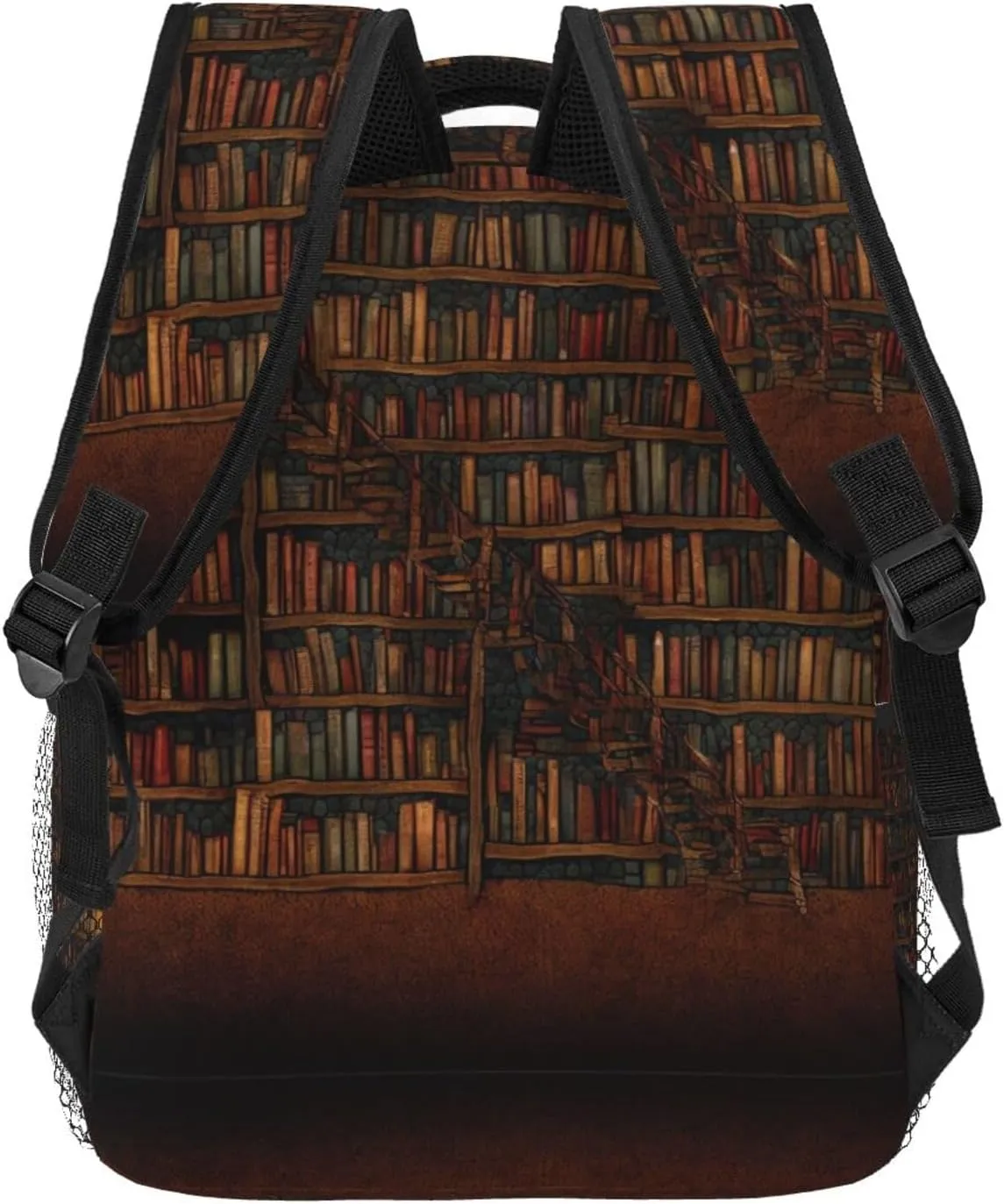 Men Women Lightweight Library Bookshelf Vintage Art Casual Daypack Big Capacity Bookbag With Padded Straps for Gym Travel Walking Cycling