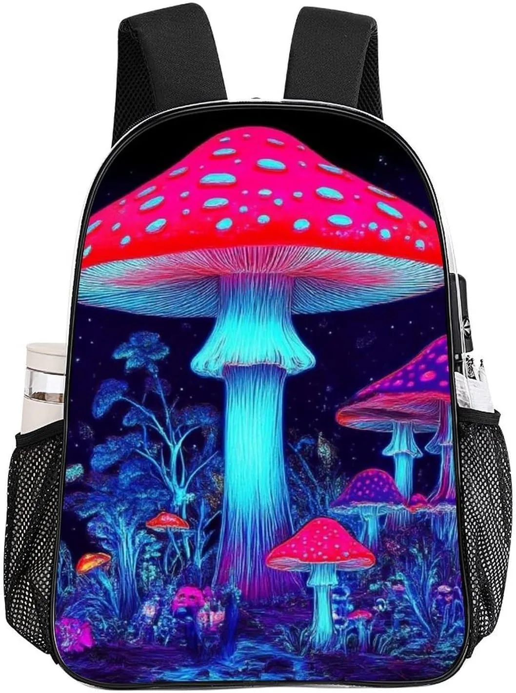 Men Women Lightweight Magic Mushroom Mushrooms Scenery Backpack Large Capacity Bookbag Transparent Bag for Gym Business Running