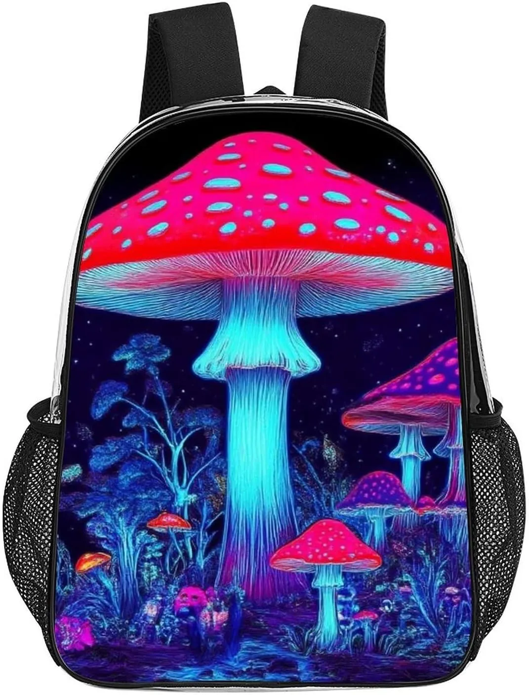 Men Women Lightweight Magic Mushroom Mushrooms Scenery Backpack Large Capacity Bookbag Transparent Bag for Gym Business Running