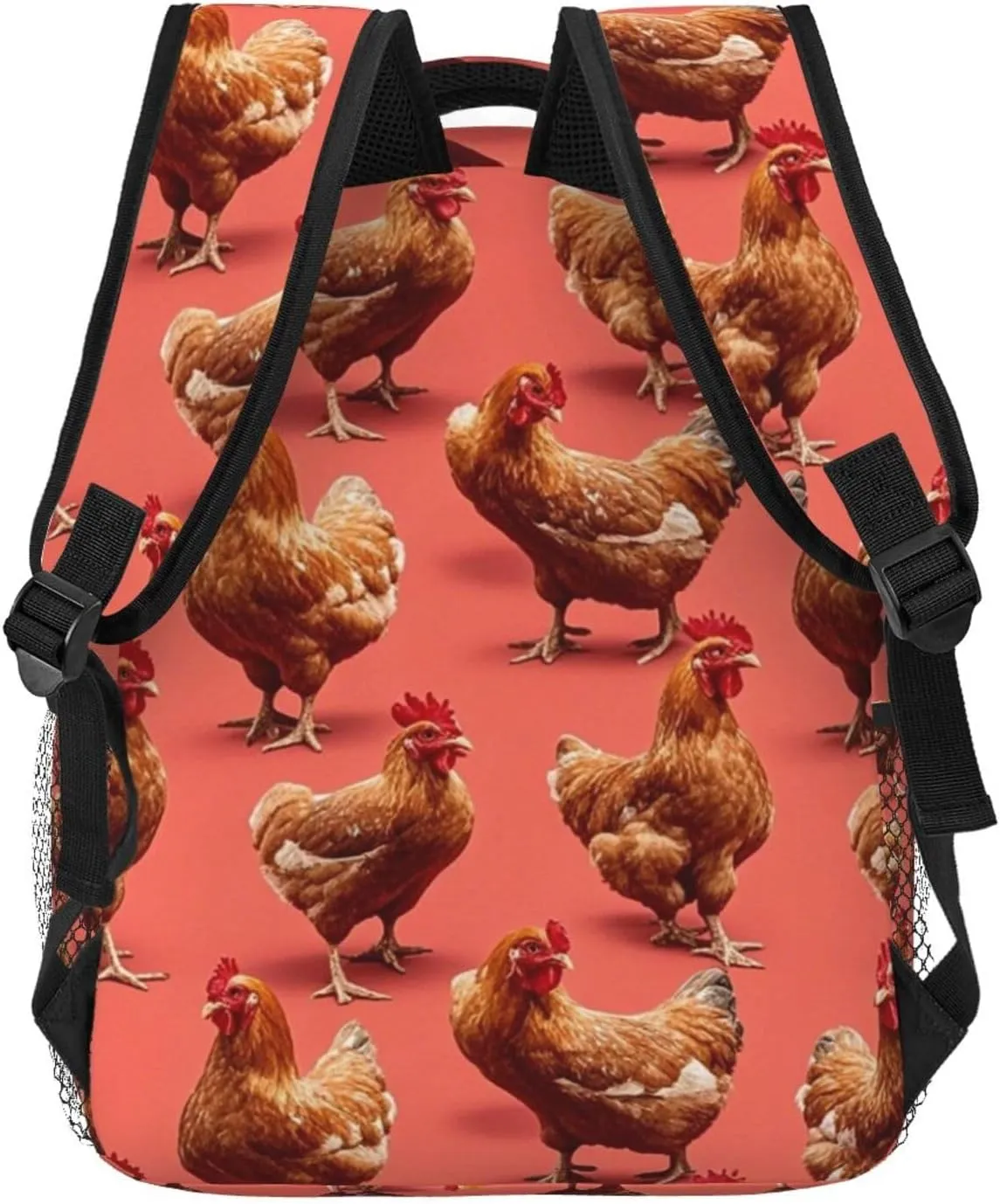 Men Women Lightweight Rustic Farmhouse Chicken Rooster Art Backpack Large Capacity Bookbag With Smooth Zippers for Gym Business Running
