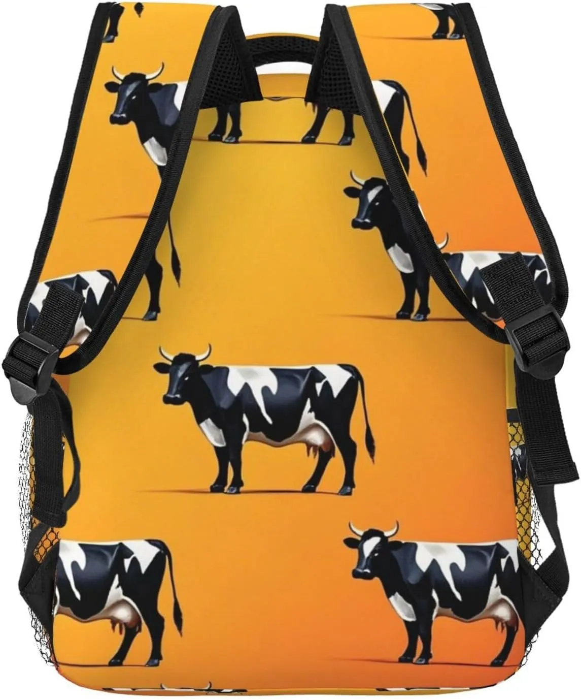 Men Women Polyester Cute Cattle Cow Art Casual Daypack Large Capacity Carry On Bag With Adjustable Shoulder Straps for Camping Work Running