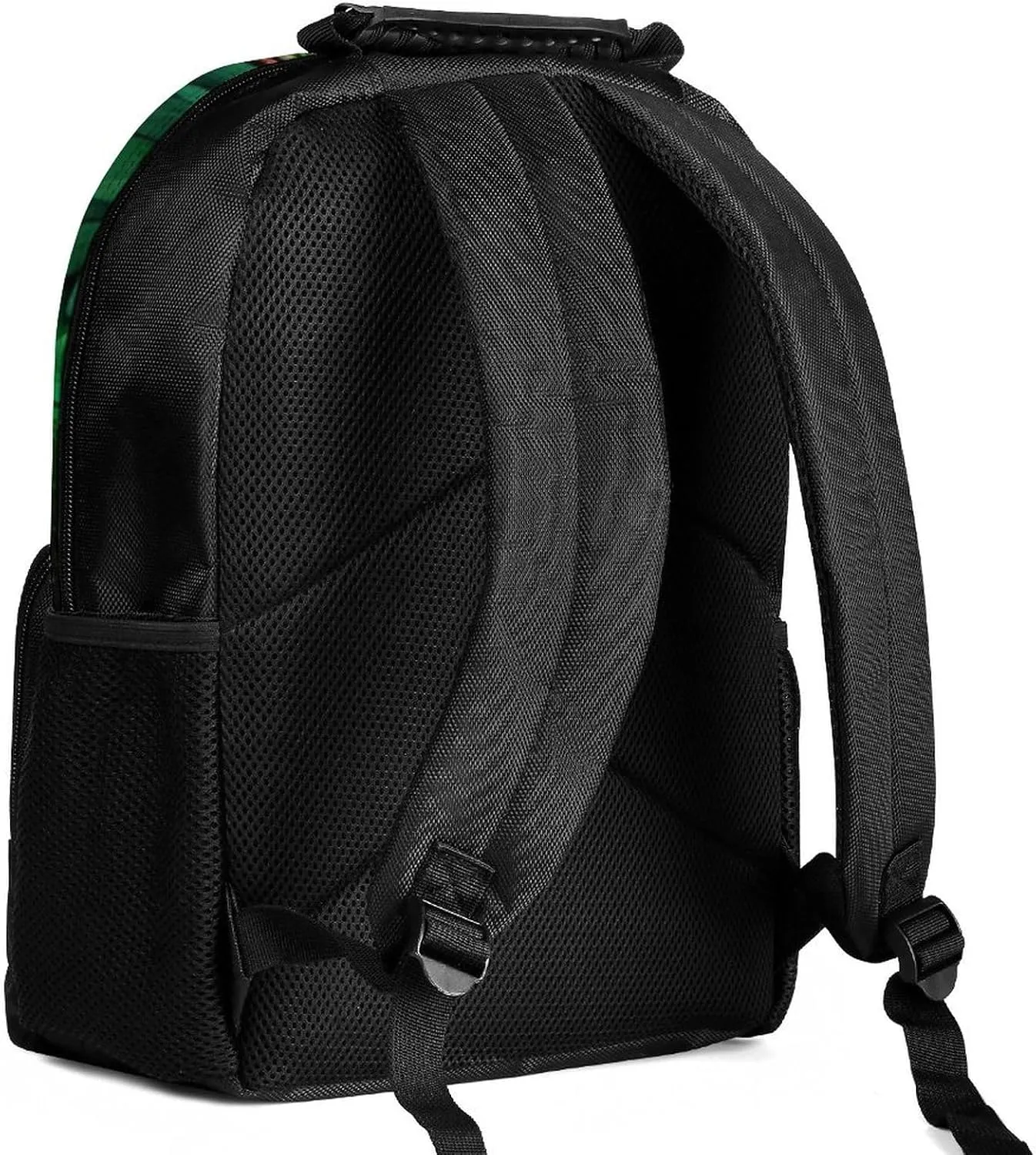 Men Women Polyester Green Owl Floral Art Daypack Backpack Large Capacity Carry On Bag With Smooth Zippers for Hiking Picnic Walking Cycling