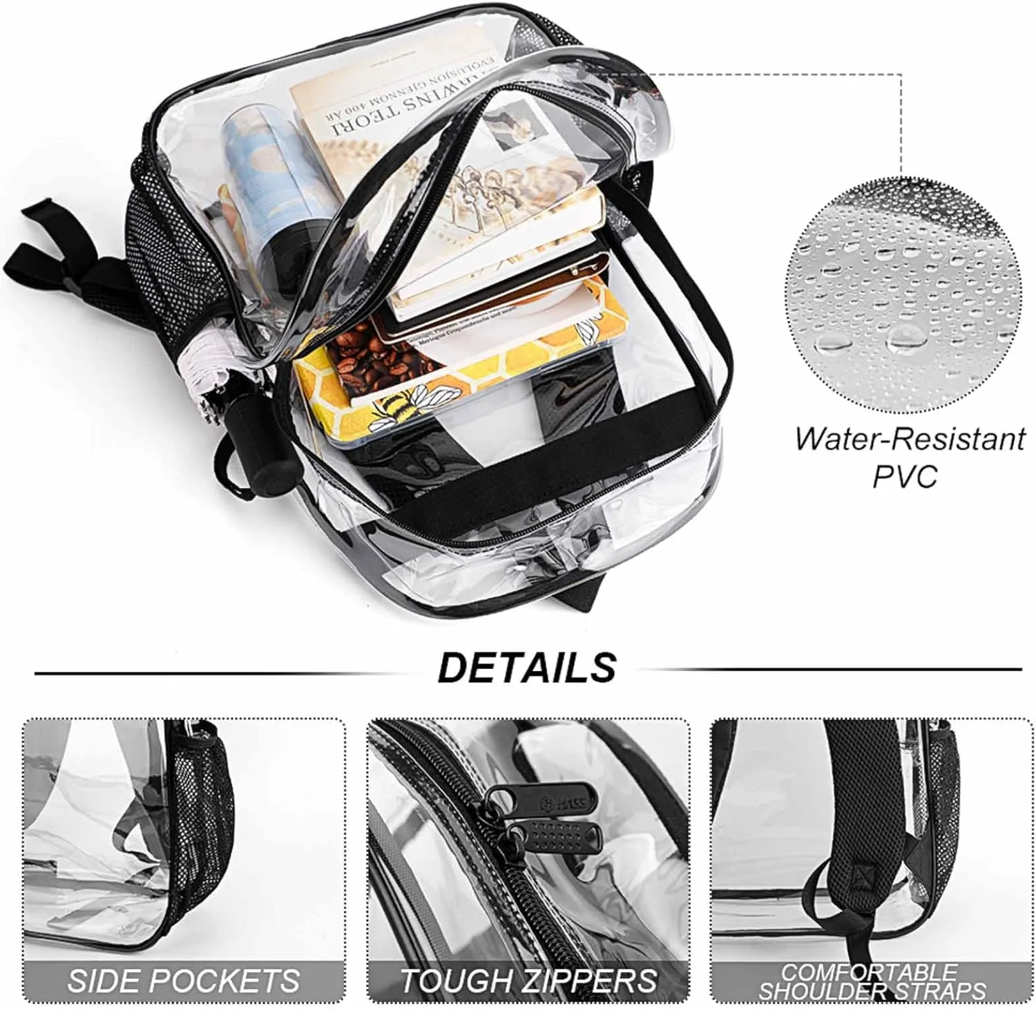 Men Women Transparent Blue Space Magic Wolf Art Daypack Big Capacity Shoulder Bag With Adjustable Shoulder Straps for Camping Travel Walking Cycling
