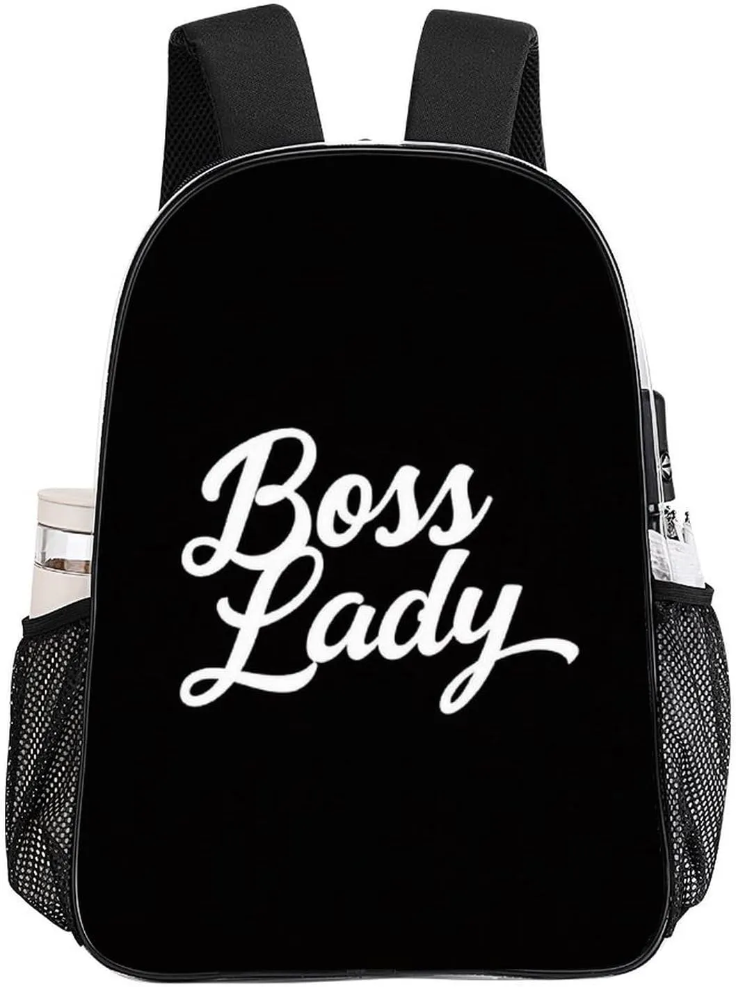 Men Women Transparent Boss Lady White Black Daypack Bookbag Big Capacity Shoulder Bag With Padded Straps for Climbing Travel Walking Cycling