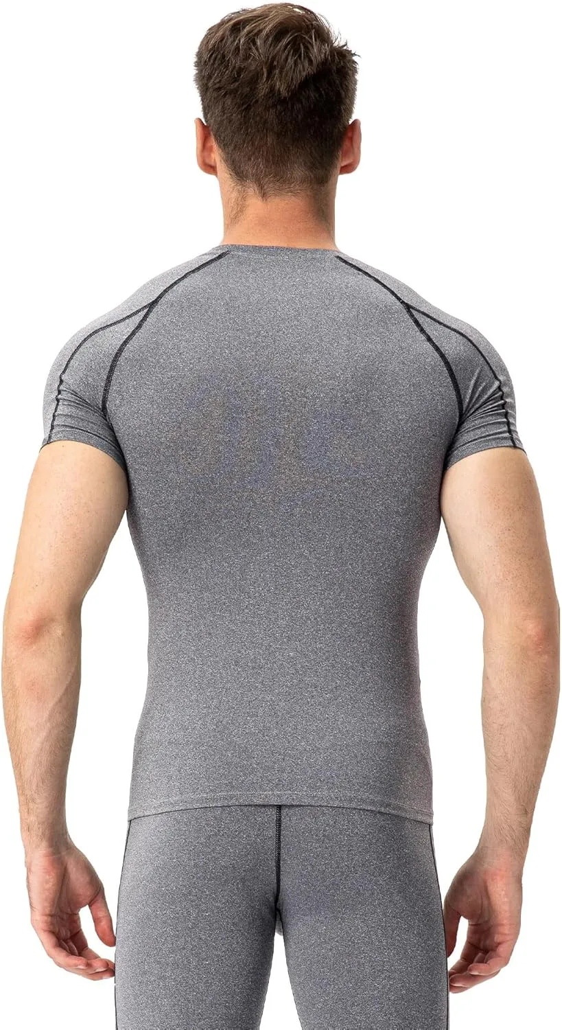Men's Athletic Short Sleeve Stretch Compression Shirts Performance T-Shirt Running Workout Tops Quick Dry Base Layer