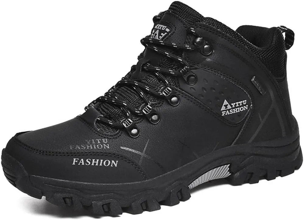 Mens Hiking Boots Non-Slip Outdoor Mid Top Ankle Boot Breathable Hiker Camping Trekking Shoes
