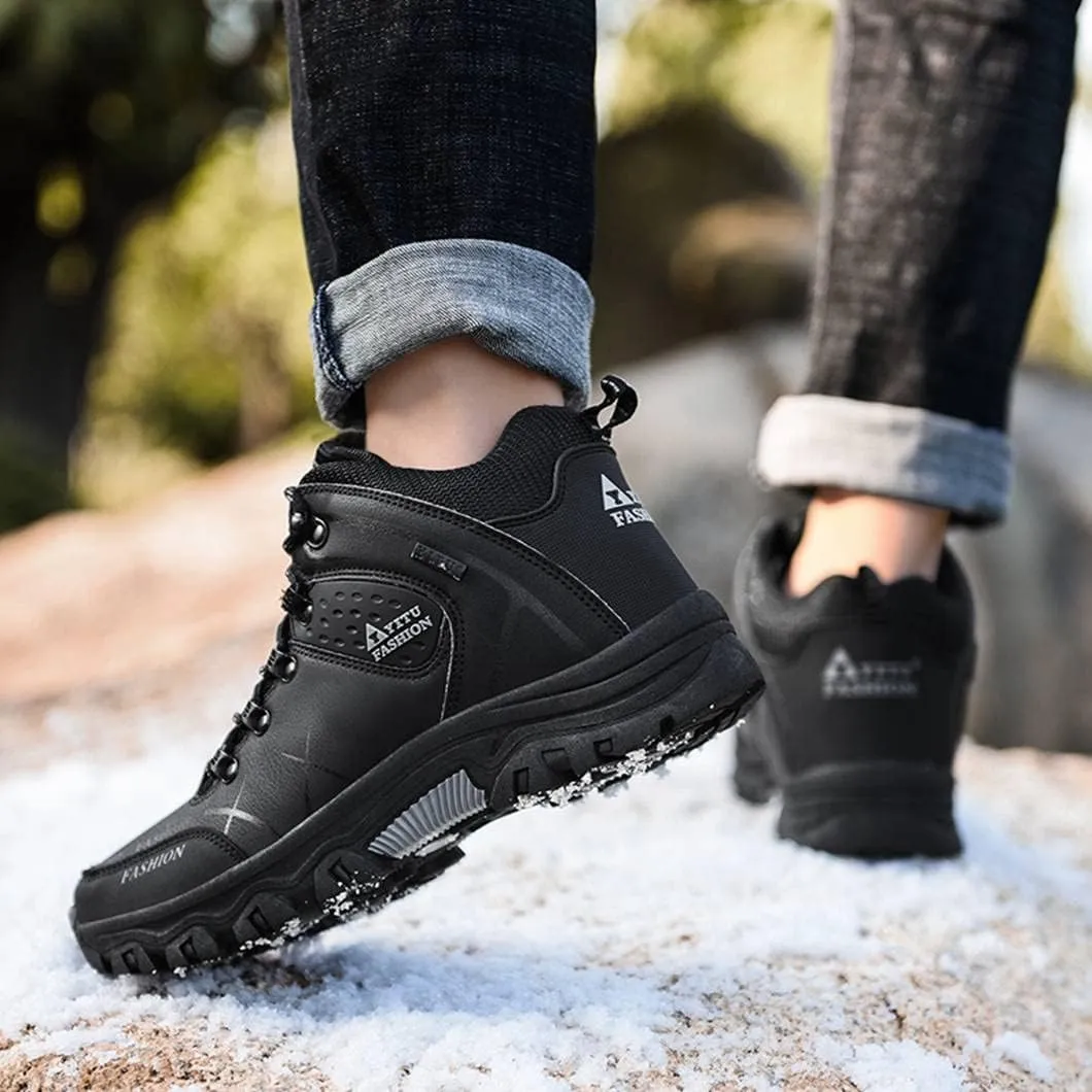 Mens Hiking Boots Non-Slip Outdoor Mid Top Ankle Boot Breathable Hiker Camping Trekking Shoes