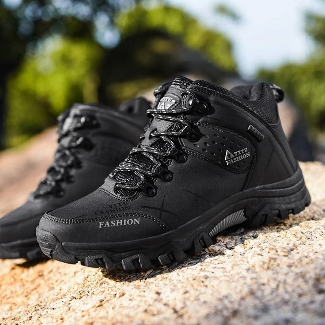 Mens Hiking Boots Non-Slip Outdoor Mid Top Ankle Boot Breathable Hiker Camping Trekking Shoes