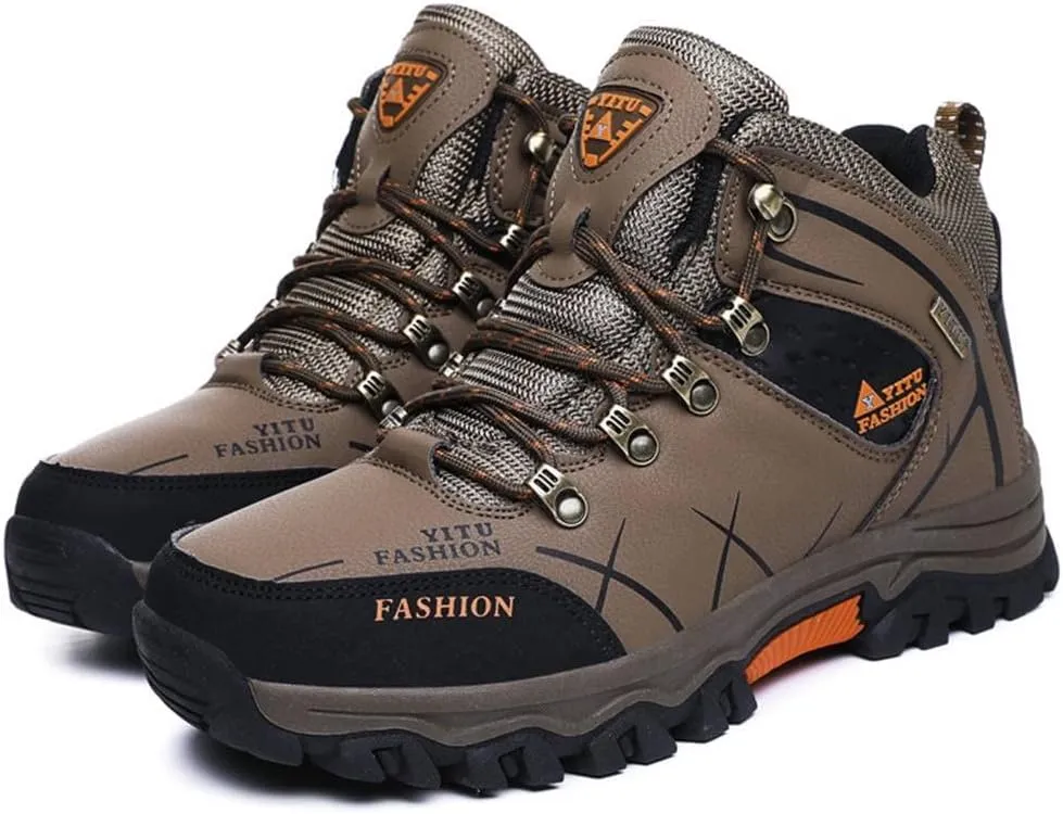 Mens Hiking Boots Non-Slip Outdoor Mid Top Ankle Boot Breathable Hiker Camping Trekking Shoes
