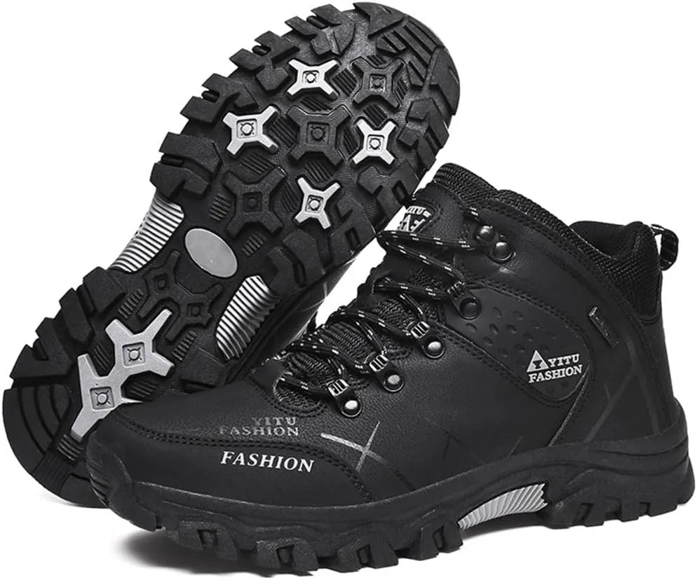 Mens Hiking Boots Non-Slip Outdoor Mid Top Ankle Boot Breathable Hiker Camping Trekking Shoes