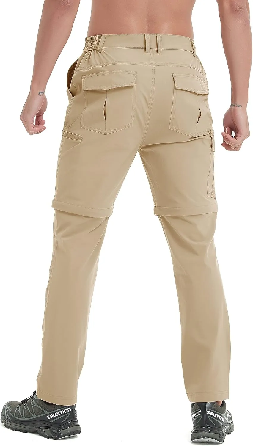 Mens Hiking Convertible Pants Waterproof Lightweight Quick Dry Zip Off Fishing Outdoor Cargo Work Trekking Trousers