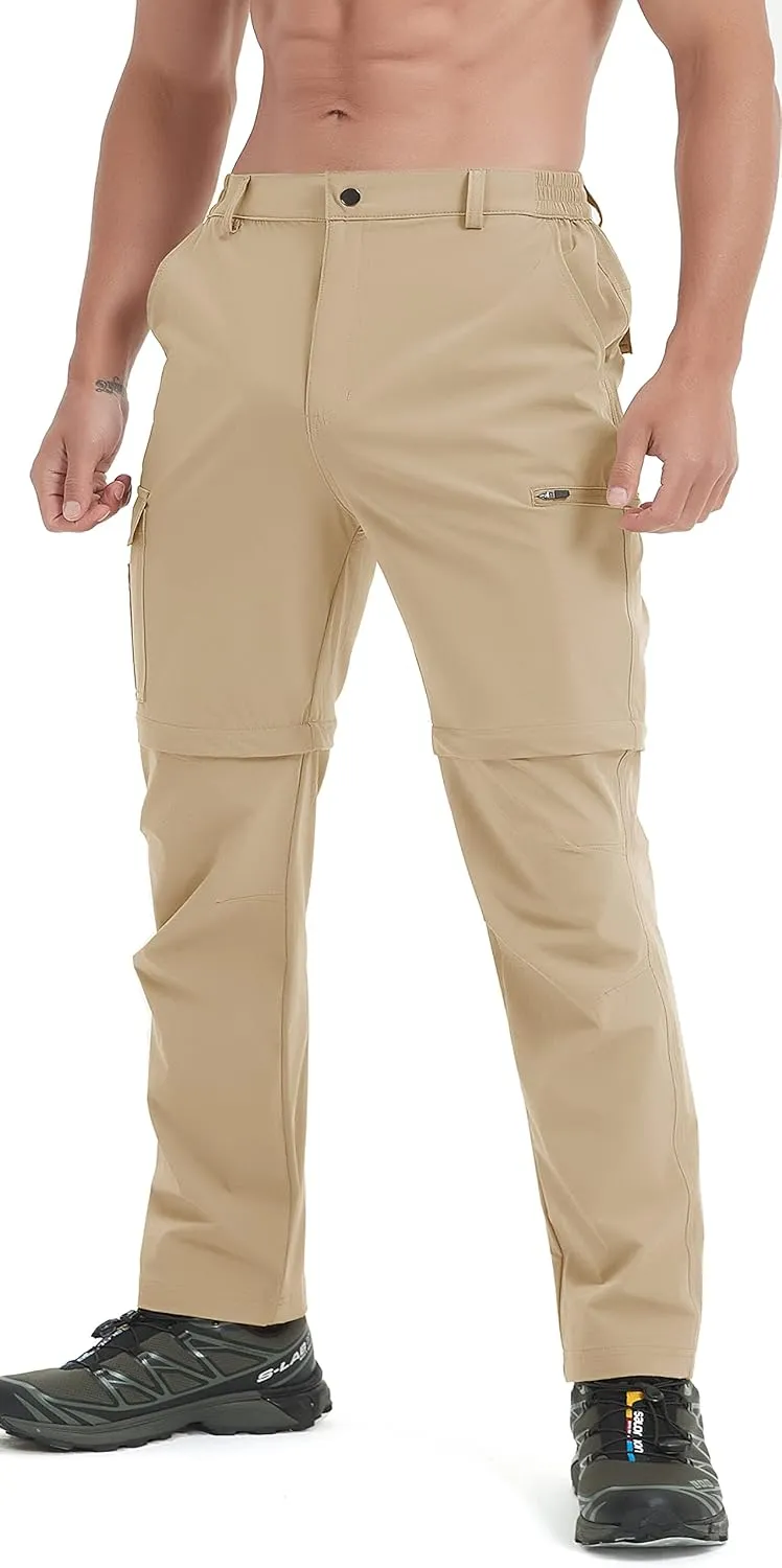 Mens Hiking Convertible Pants Waterproof Lightweight Quick Dry Zip Off Fishing Outdoor Cargo Work Trekking Trousers