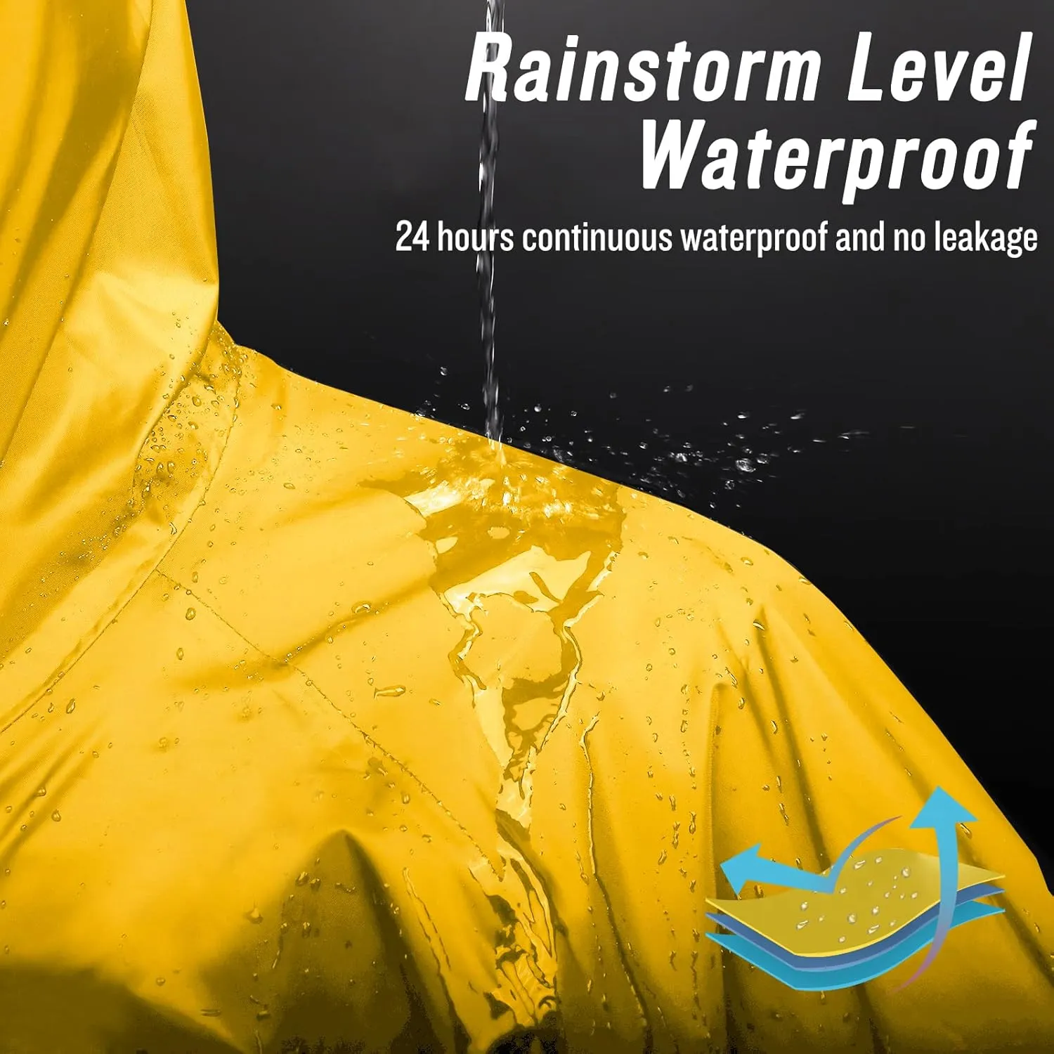 Mens Long Hooded Safety Rain Jacket Waterproof Emergency Raincoat Poncho