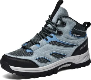 Men's Outdoor Lace-Up Hiking Shoes Fashion Round Toe Breathable Mesh Anti Slip Platform High top Trekking Trail Shoes