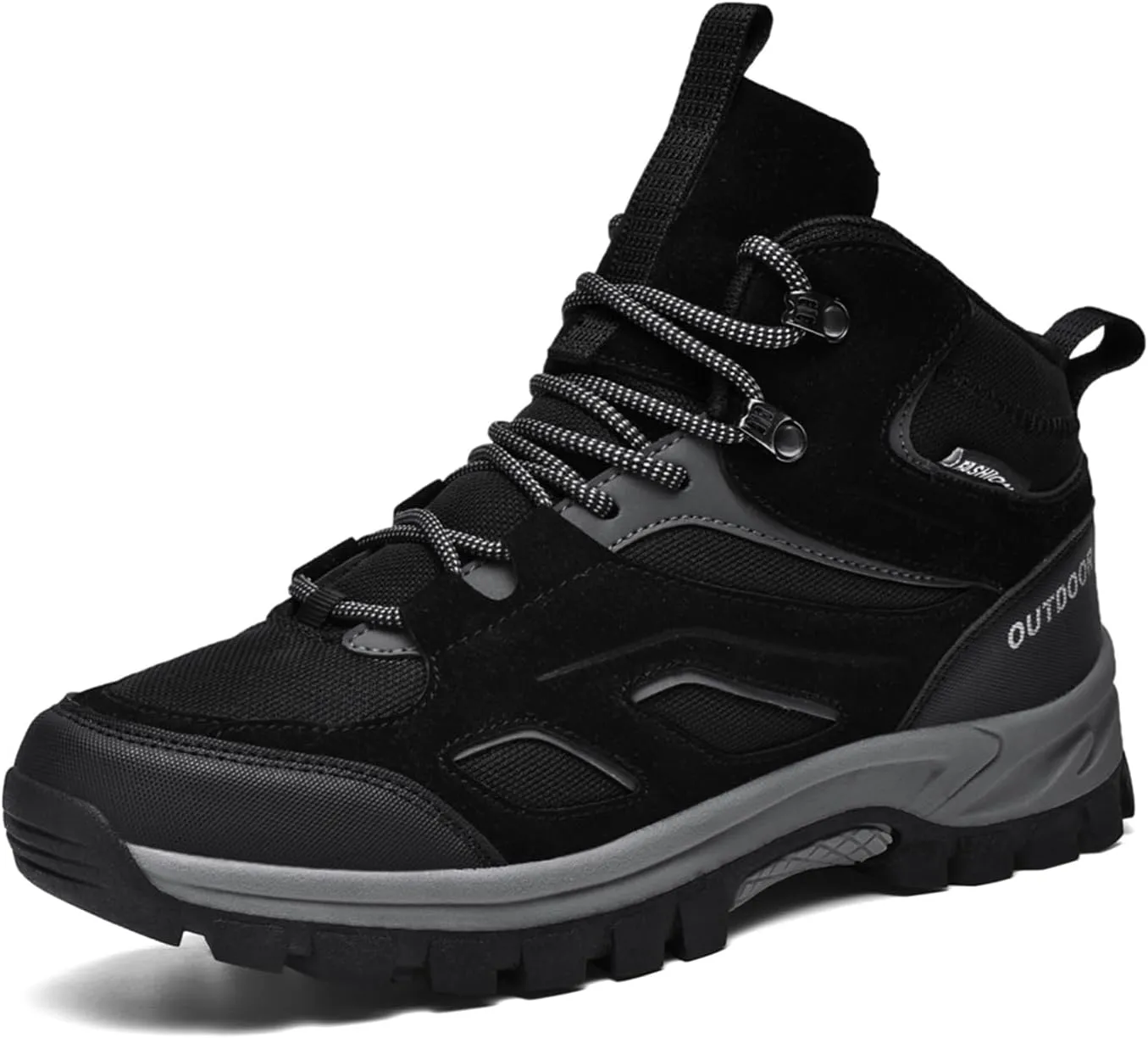 Men's Outdoor Lace-Up Hiking Shoes Fashion Round Toe Breathable Mesh Anti Slip Platform High top Trekking Trail Shoes