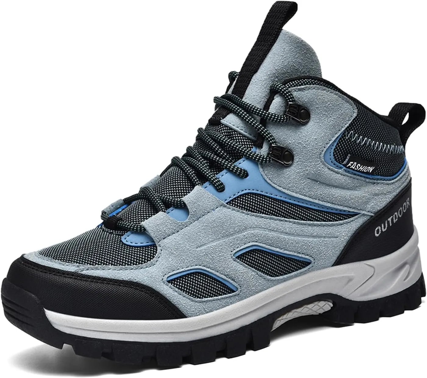 Men's Outdoor Lace-Up Hiking Shoes Fashion Round Toe Breathable Mesh Anti Slip Platform High top Trekking Trail Shoes
