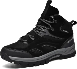 Men's Outdoor Lace-Up Hiking Shoes Fashion Round Toe Breathable Mesh Anti Slip Platform High top Trekking Trail Shoes
