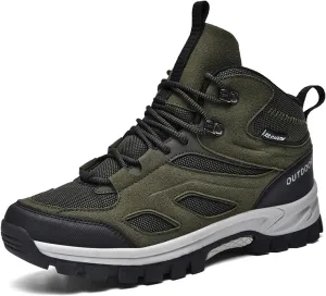 Men's Outdoor Lace-Up Hiking Shoes Fashion Round Toe Breathable Mesh Anti Slip Platform High top Trekking Trail Shoes