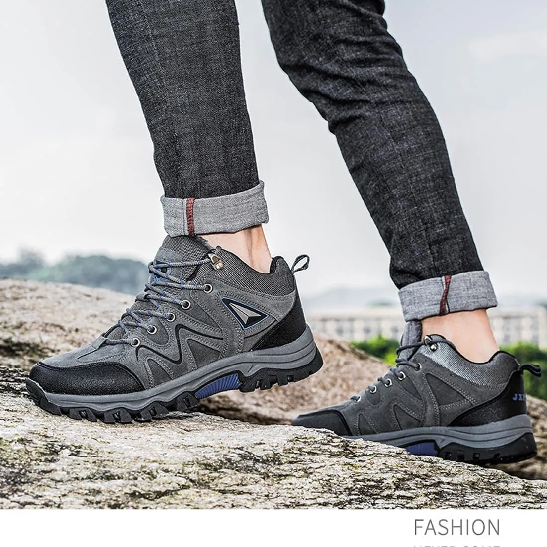 Men's Outdoor Lightweight Breathable Orthopedic Hiking Shoes,Comfortable Trekking Work Shoes for All Season,Waterproof Non-Slip Rubber Outsole