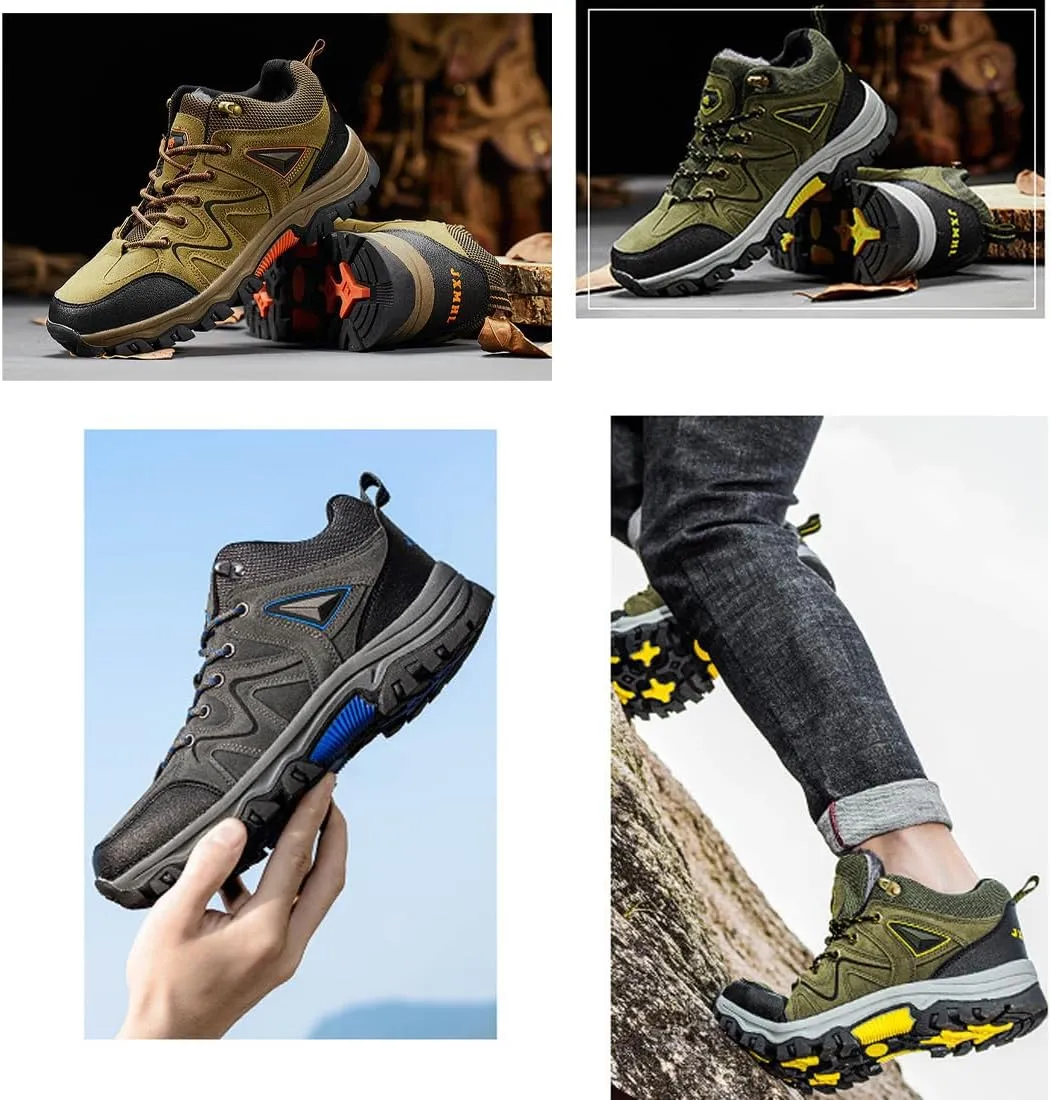 Men's Outdoor Lightweight Breathable Orthopedic Hiking Shoes,Comfortable Trekking Work Shoes for All Season,Waterproof Non-Slip Rubber Outsole