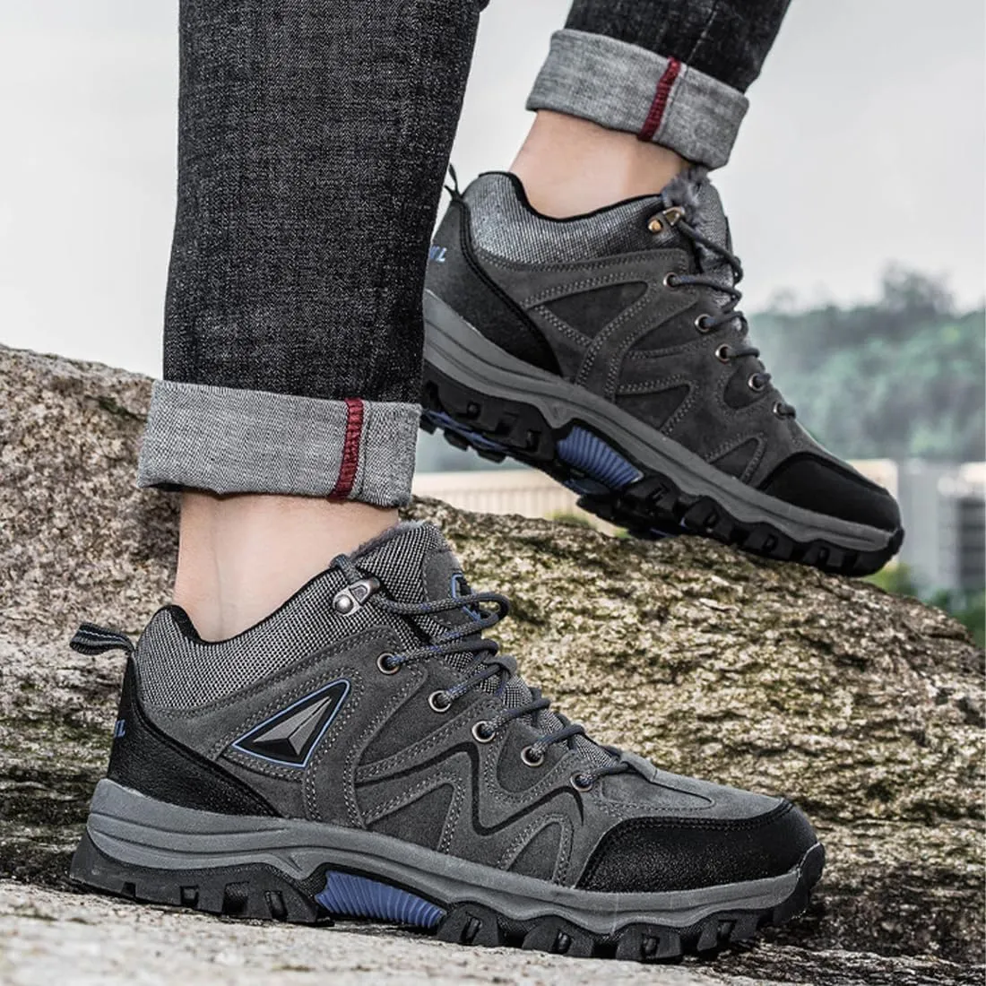 Men's Outdoor Lightweight Breathable Orthopedic Hiking Shoes,Comfortable Trekking Work Shoes for All Season,Waterproof Non-Slip Rubber Outsole