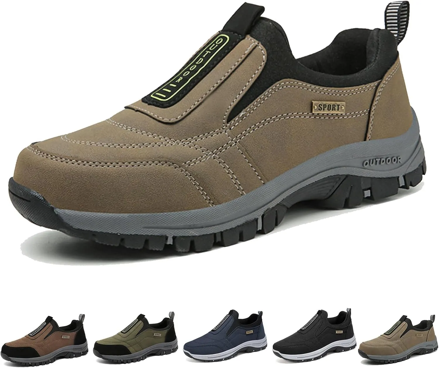 Men's Waterproof Hiking Shoes Hiking Boots Orthopedic Walking Shoes for Men Outdoor Casual Lightweight Non-Slip Hiking Shoes (Khaki,8.5 Wide)