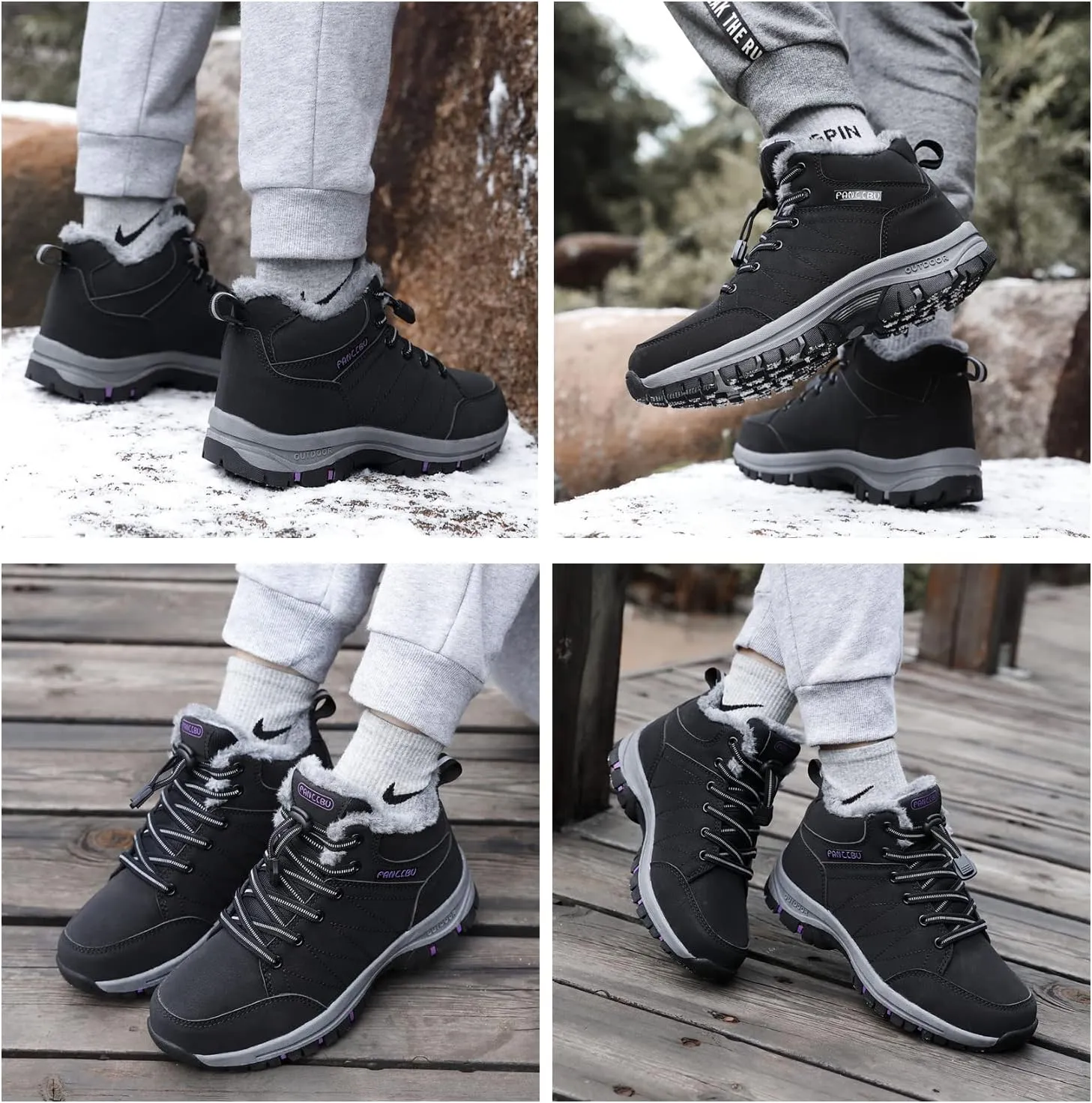 Mens Winter Boots Casual Lightweight Waterproof Snow Boots Anti-Slip Fur Lined Trekking Backpacking Hiking Boots…