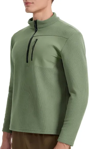 Mens Winter Sweatshirts Premium Fleece Outdoor Thermal Quarter-Zip Pullover, Camping Skiing Shirs for Men