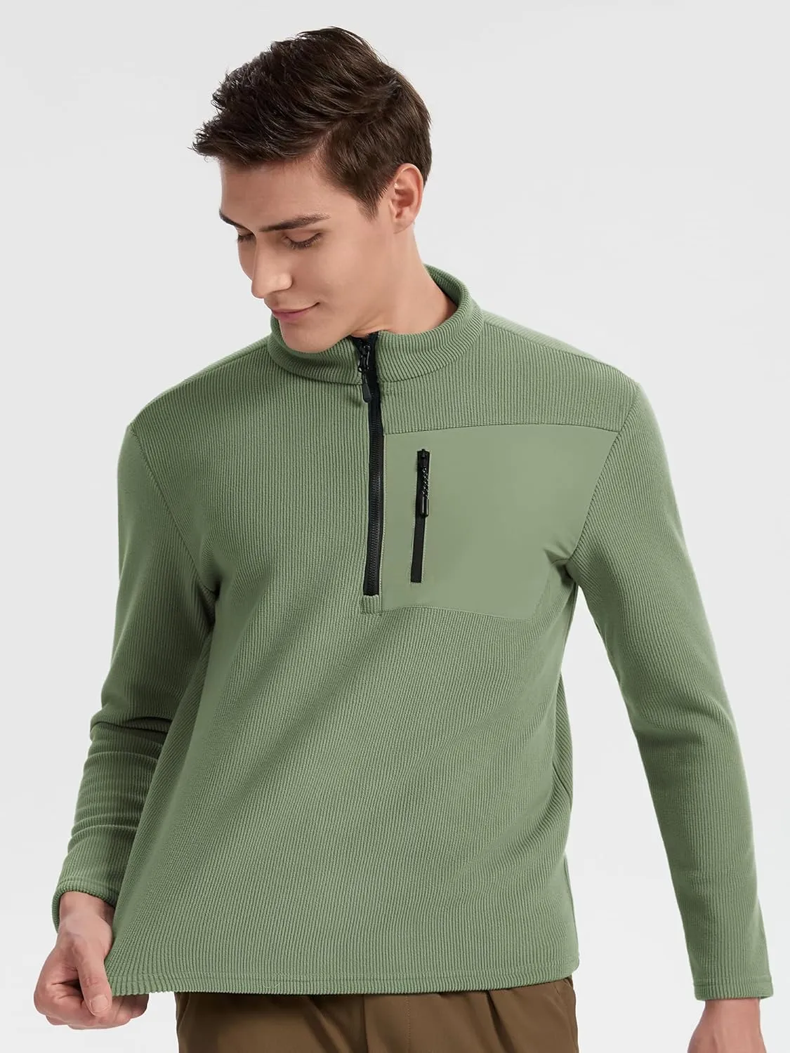 Mens Winter Sweatshirts Premium Fleece Outdoor Thermal Quarter-Zip Pullover, Camping Skiing Shirs for Men