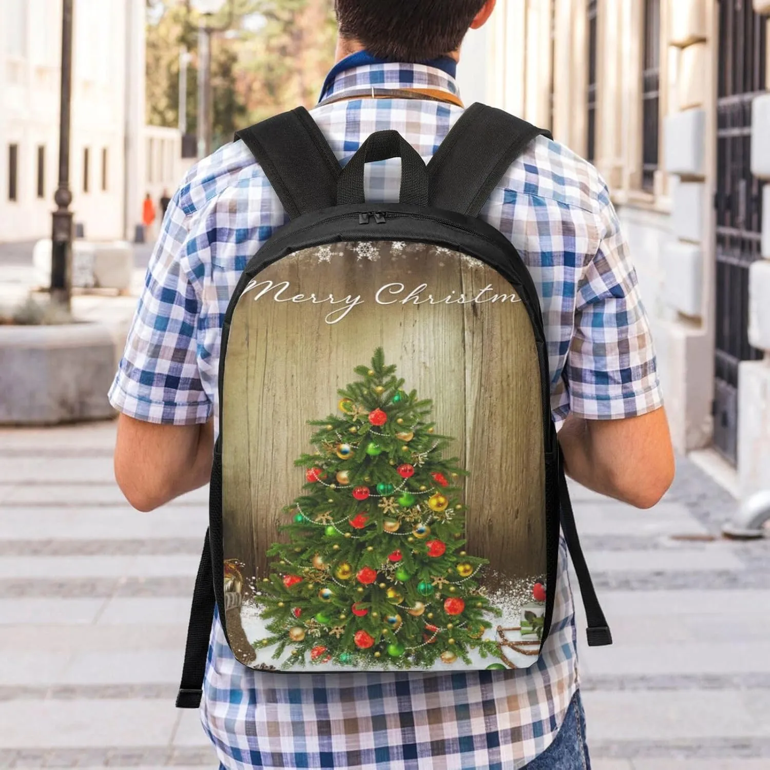 Merry Christmas Xmas Backpack, 17 Inch Travel Business Laptop Backpack For Women Men