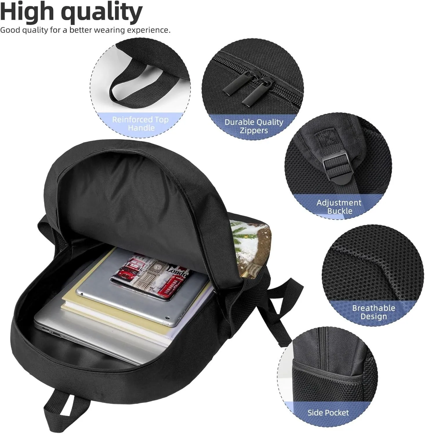 Merry Christmas Xmas Backpack, 17 Inch Travel Business Laptop Backpack For Women Men