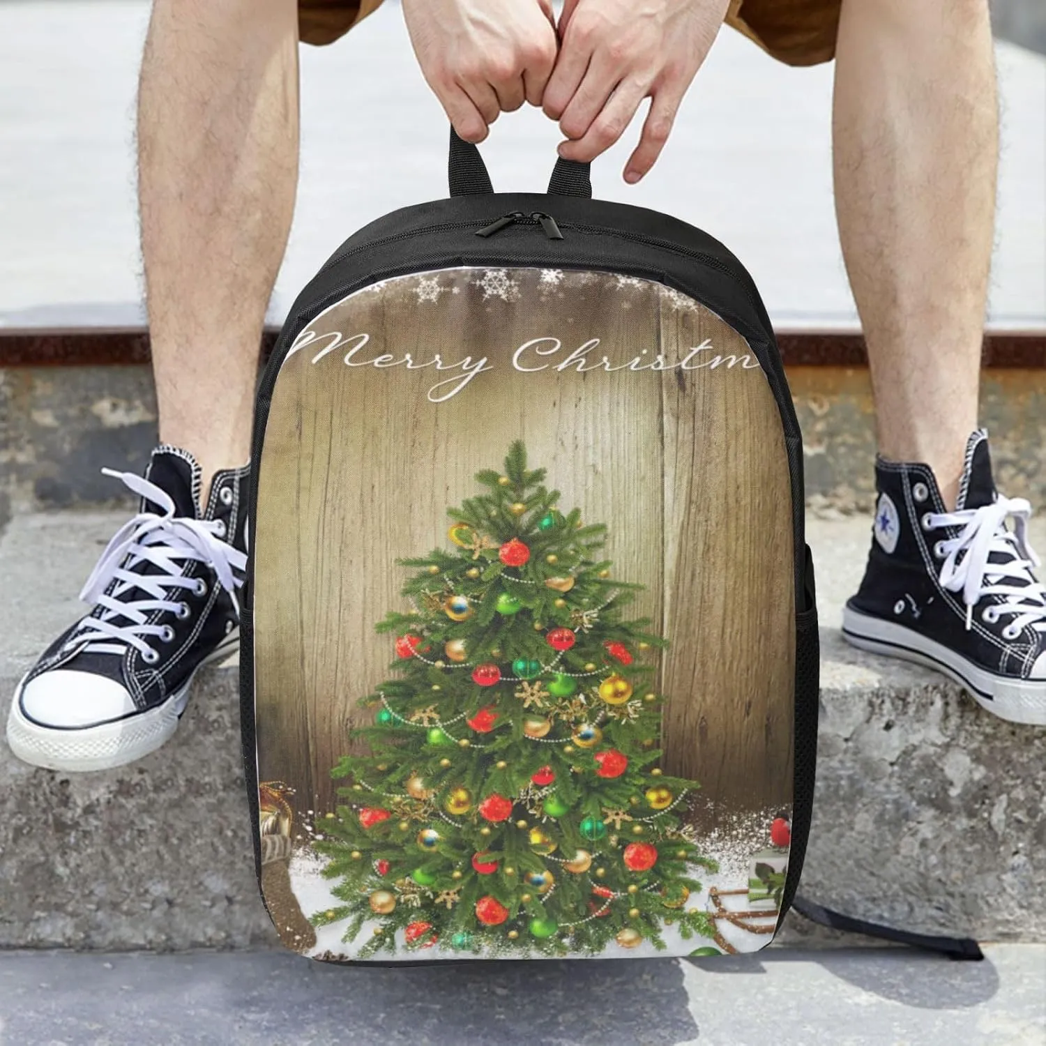 Merry Christmas Xmas Backpack, 17 Inch Travel Business Laptop Backpack For Women Men