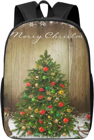 Merry Christmas Xmas Backpack, 17 Inch Travel Business Laptop Backpack For Women Men