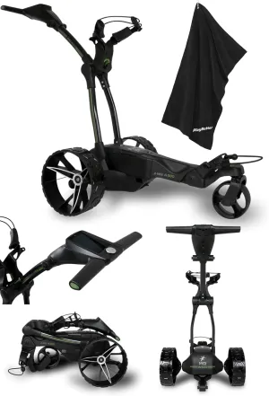 MGI Ai 500 GPS Electric Golf Cart Caddy Bundle - All Terrain, Non Remote Electric Caddy with 36 Hole Battery, 4" Full-Color Touchscreen Display, 40K Courses with PlayBetter Extra Large Caddy Towel