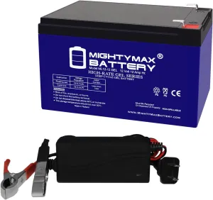 Mighty Max Battery 12V 12AH Gel F2 Replacement Battery Compatible with ShopRider Cooper Portable Scooter   12V Charger