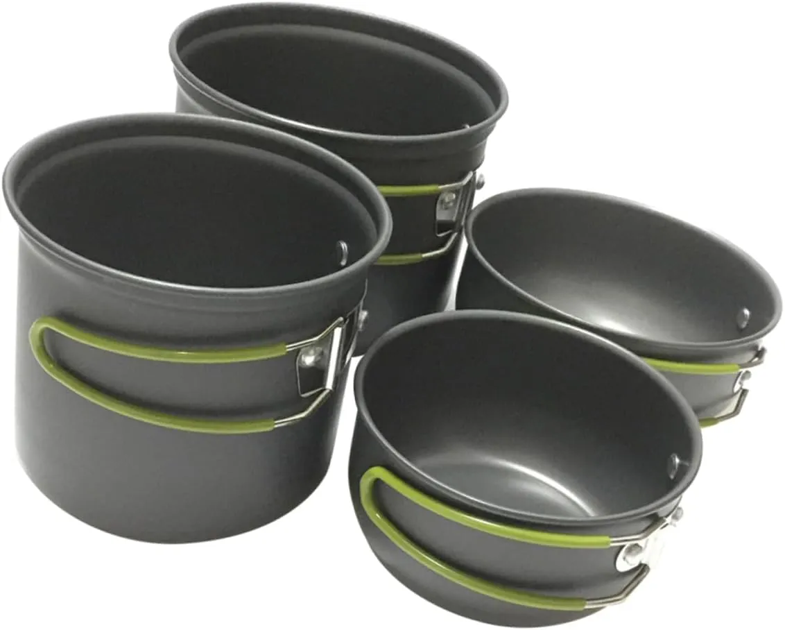 Mikikit 1Set Portable Camping Utensils Lightweight Alloy Cookware for Outdoor Cooking Durable for Picnics Hiking and Camping
