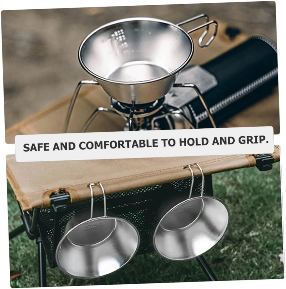 Mikikit Stainless Steel Salad Bowl Foldable Cups Portable Water Camping Mug Camping Accessories Wine Cup