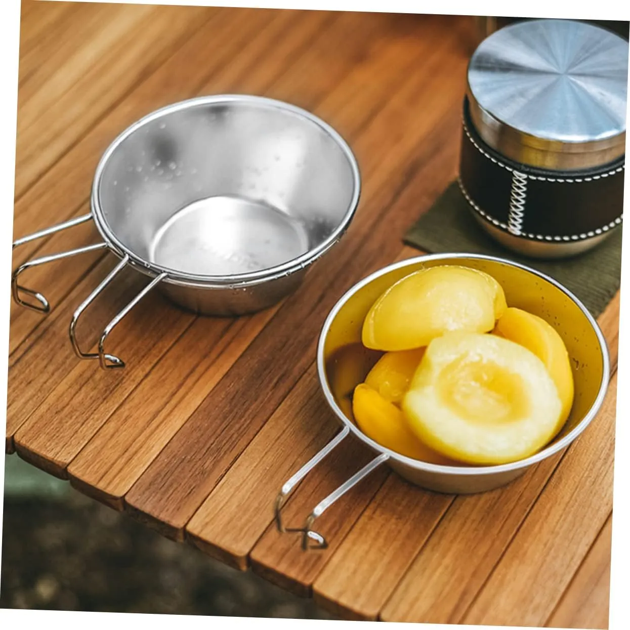 Mikikit Stainless Steel Salad Bowl Foldable Cups Portable Water Camping Mug Camping Accessories Wine Cup