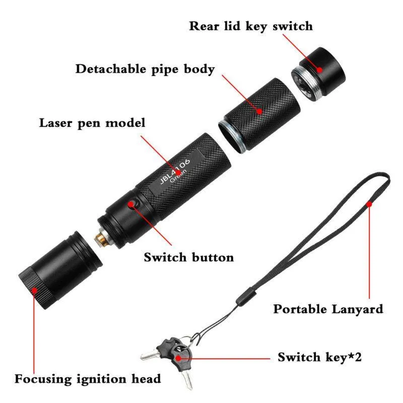 Military 532nm Green Laser Pointer Visible Beam Light Pen