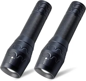 Military Grade Single Mode 3000 Lumens Tactical LED Waterproof Handheld Flashlight,2-Pack