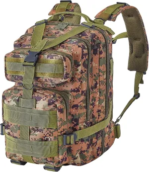Military Rucksack – Tactical Backpack with MOLLE Modular Design – 25L Woodland Backpack for Hiking and Camping – Lightweight Backpack for Men – 900D Oxford Material