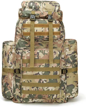 Military Tactical Backpack for Men, 100L Waterproof Camping Hiking Travel Hunting Daypack, Heavy Duty, Adjustable Straps (Camo-2)