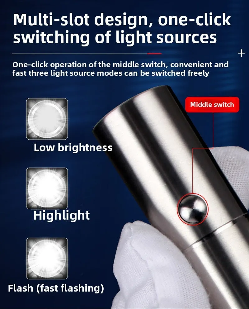 Mini High-grade Stainless Steel 100000Lumens XPG Tactical Flashlight With 18650 Li-ion Battery High Endurance 20 Years of Use